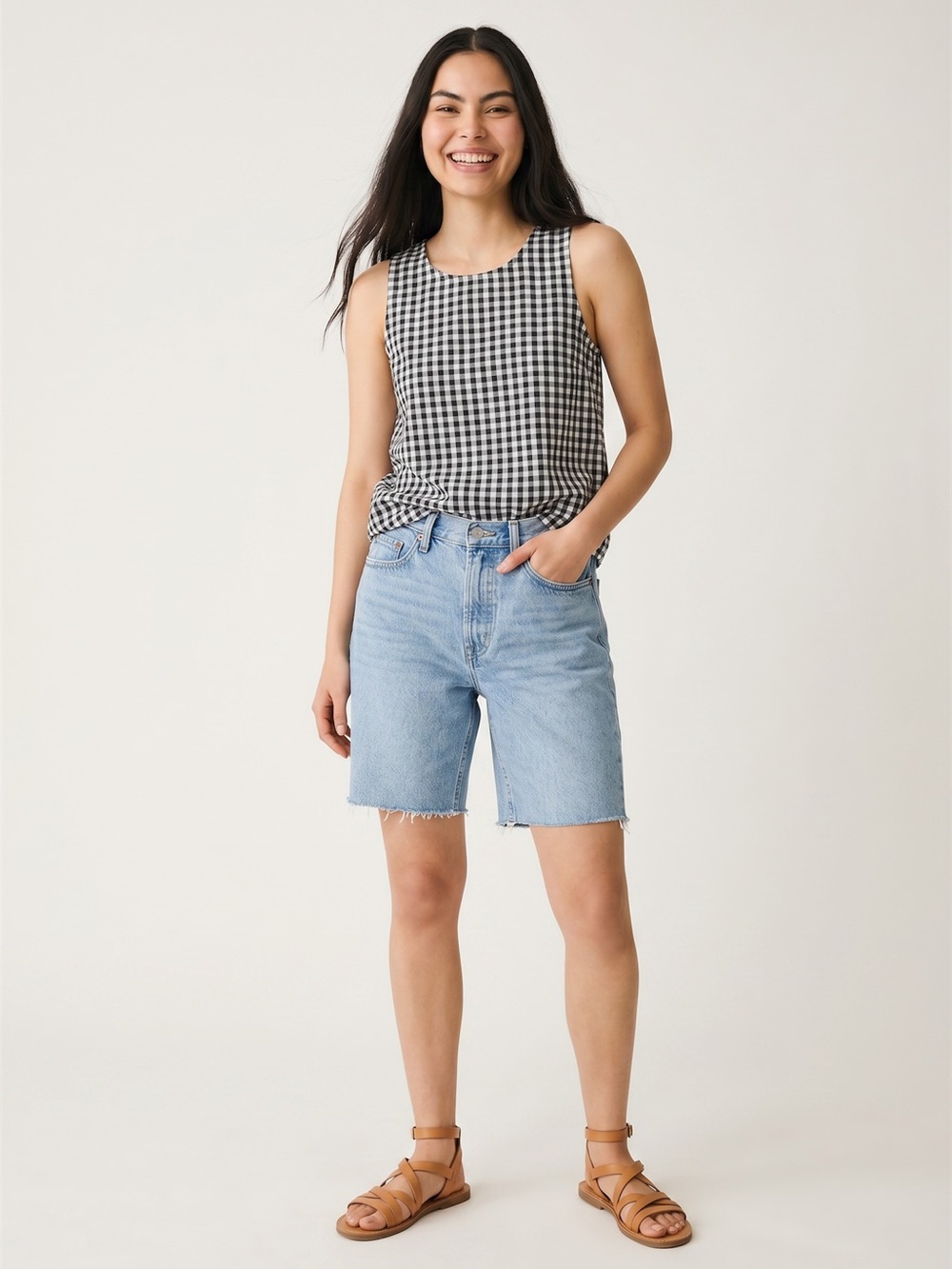 Old Navy High Rise‎ Slouchy Straight Cutoff Denim Shorts Light Wash Raw Hem